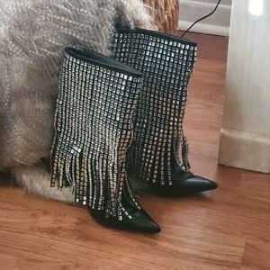 Sleek Black Studded Ankle Booties.  (Brand New)
